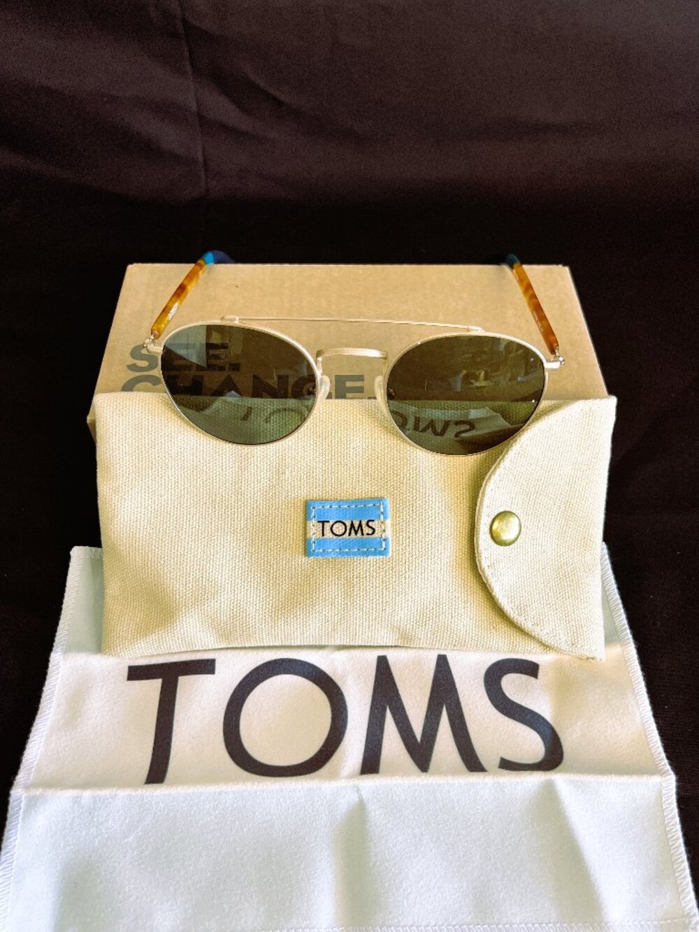 TOMS "Jarrett" Double-Bridge Round Sunglasses
